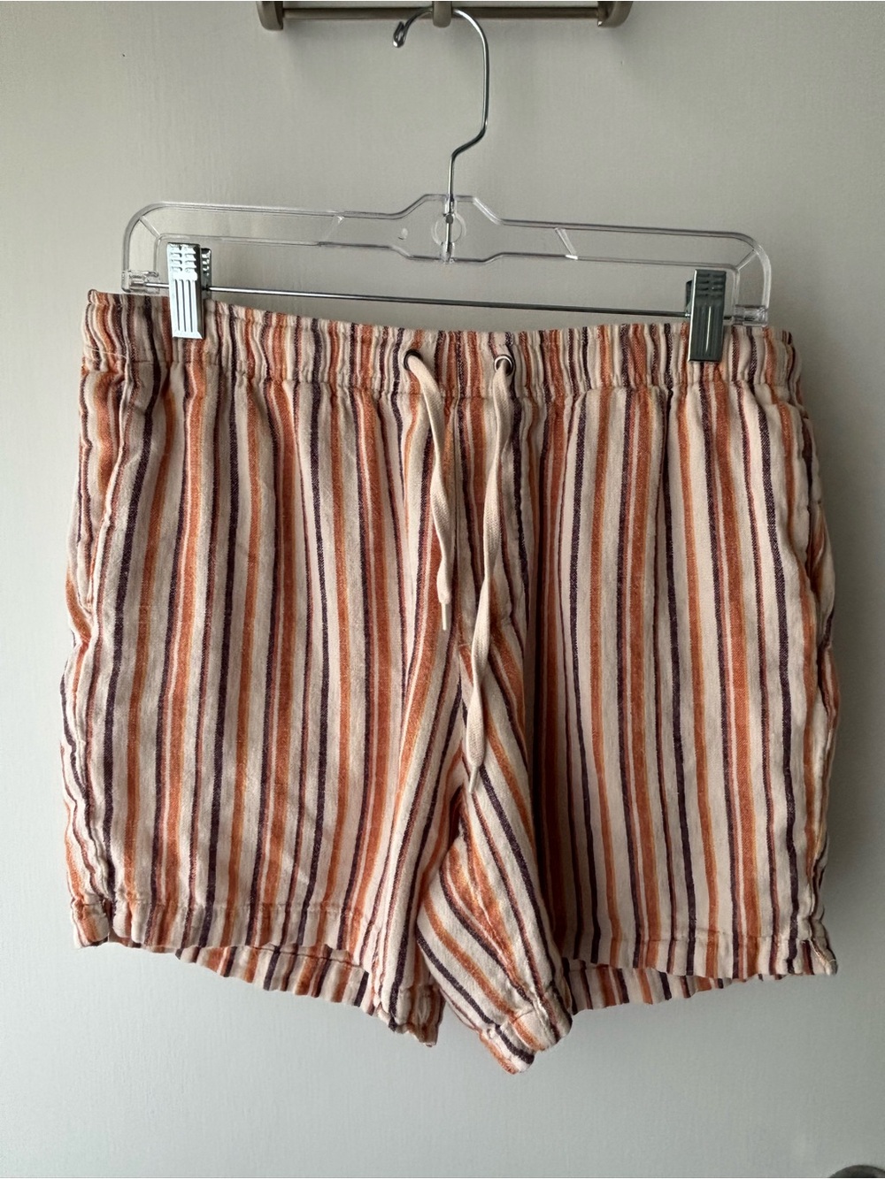 PacSun Men’s Striped Drawstring Shorts in Peach, Cream & Brown
